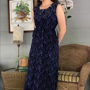 Blue Floral Dress %100 cotton